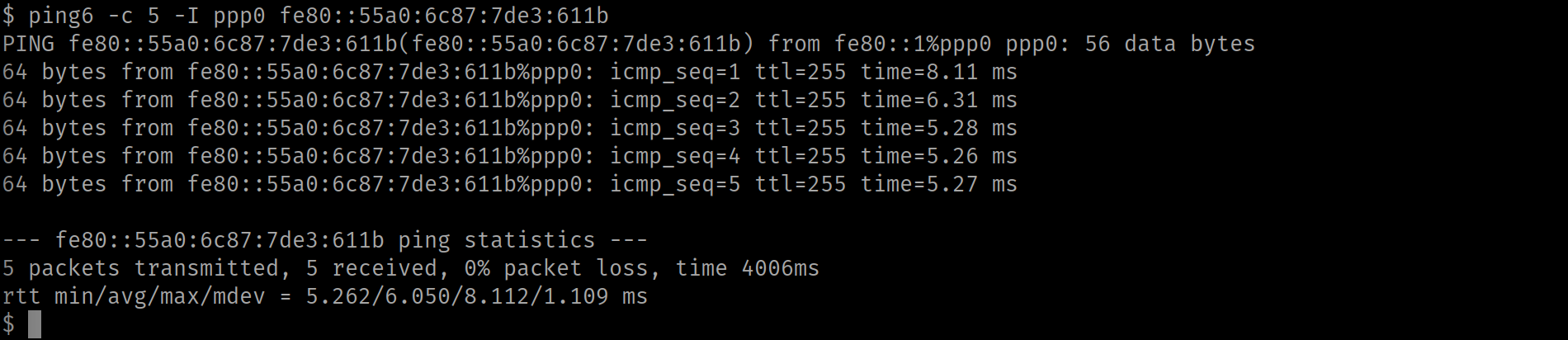 ping the phenix-rtos device